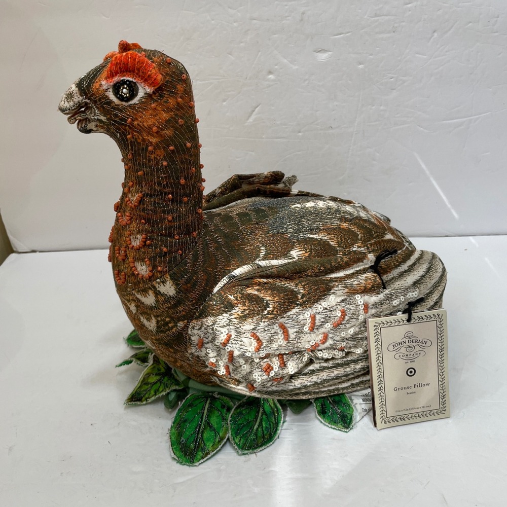 NEW WITH TAGS JOHN DERIAN FOR TARGET BEADED GROUSE SHAPED PILLOW